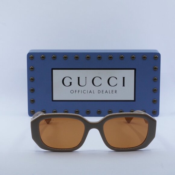 Gucci GG1535S 003 Geometric Sunglasses - Nude\\Brown